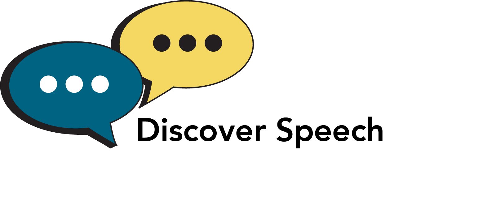 Discover Speech logo: Two speech bubbles over the words "Discover Speech"
